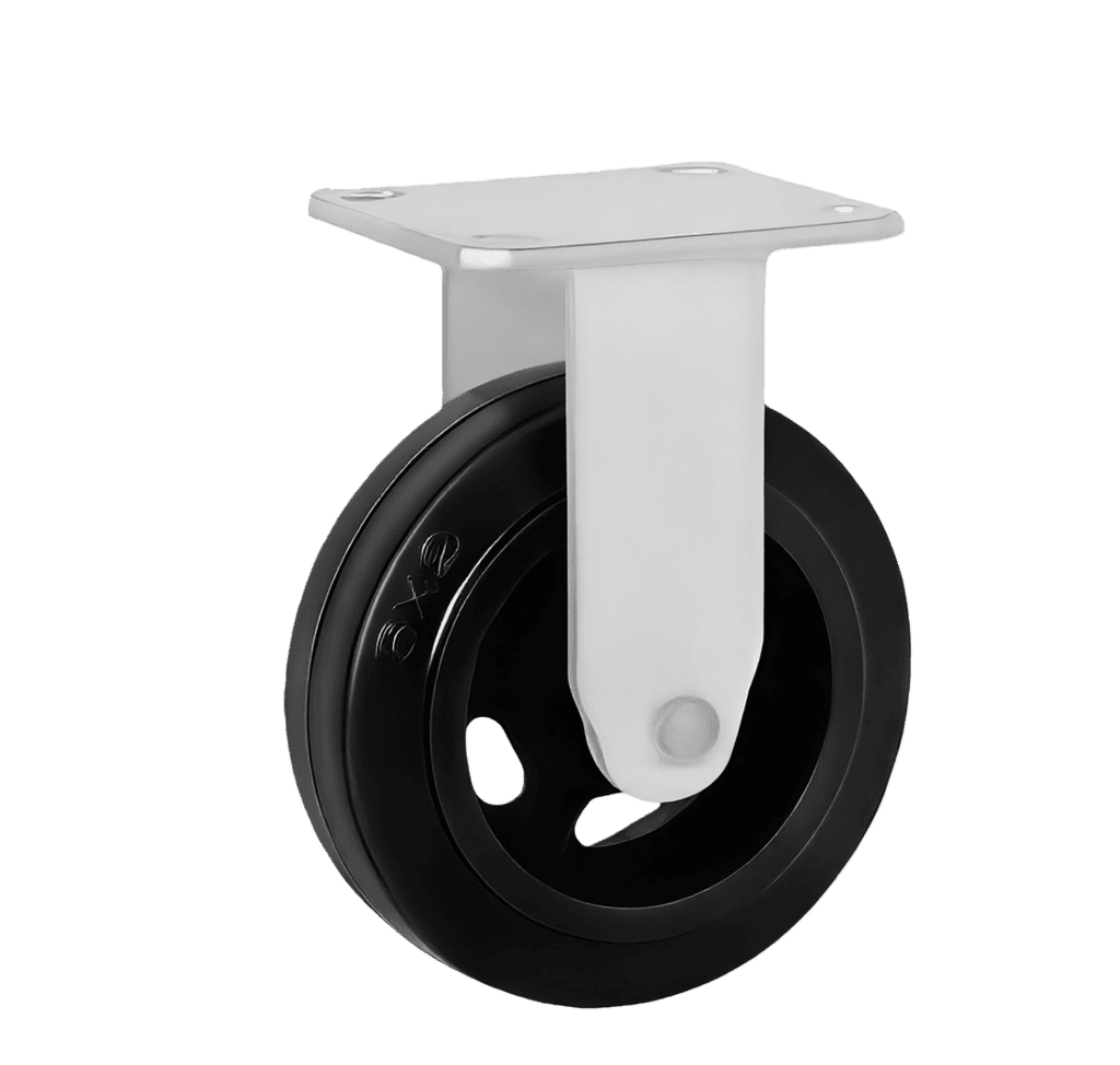 Heavy Duty Moulded Rubber Castor — 5" Rigid