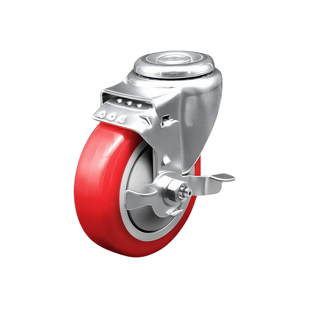 Medium Duty PU Castor Wheel (Bolt Hole) — 3" Side Brake