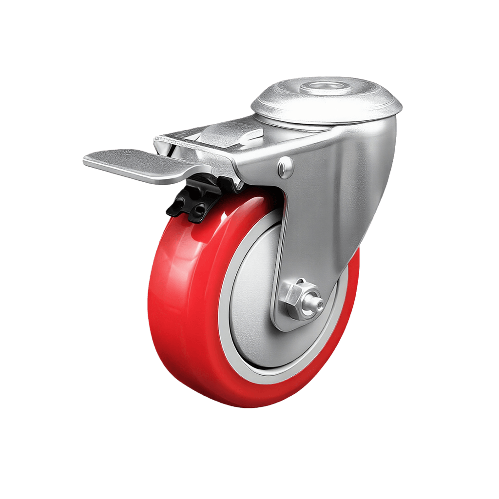 Medium Duty PU Castor Wheel (Bolt Hole) — 5" Top Brake