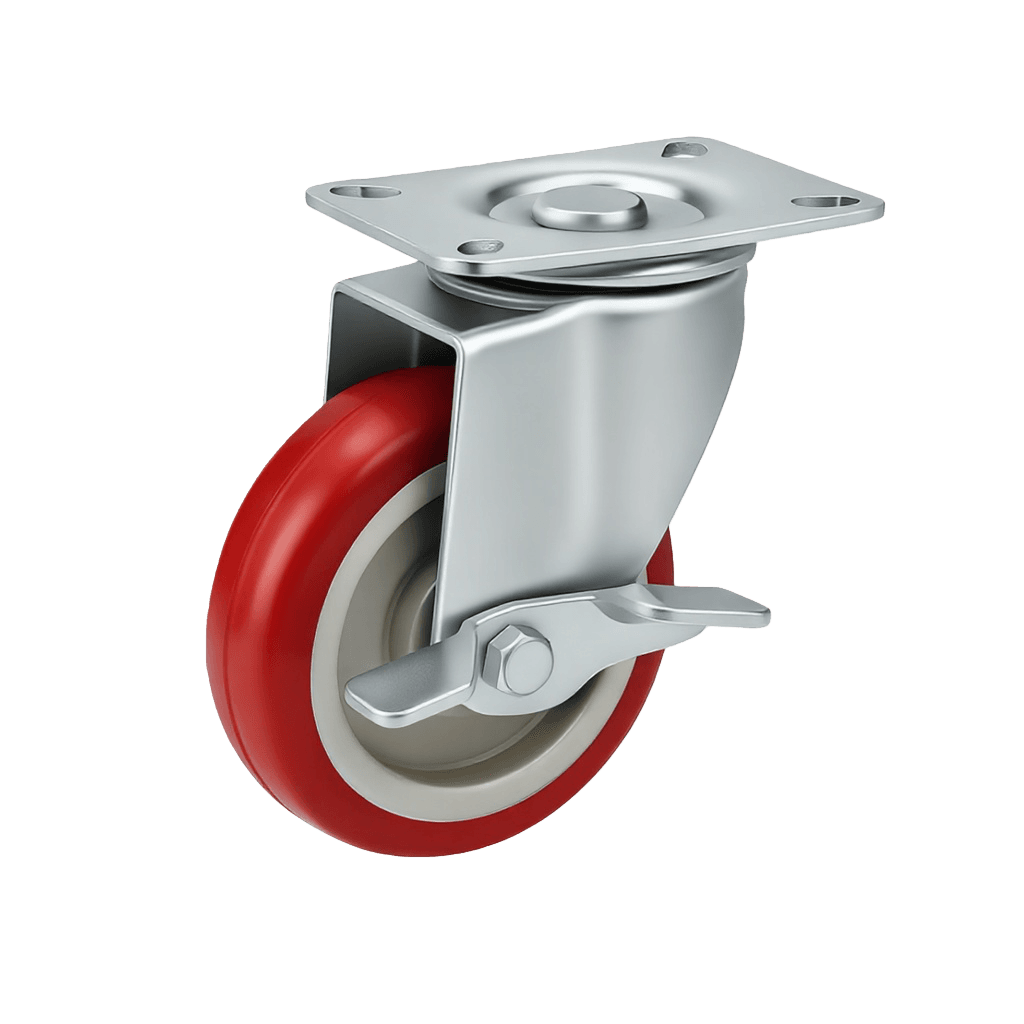 Medium Duty PU Castor Wheel (Plate Mount) — 3" Side Brake