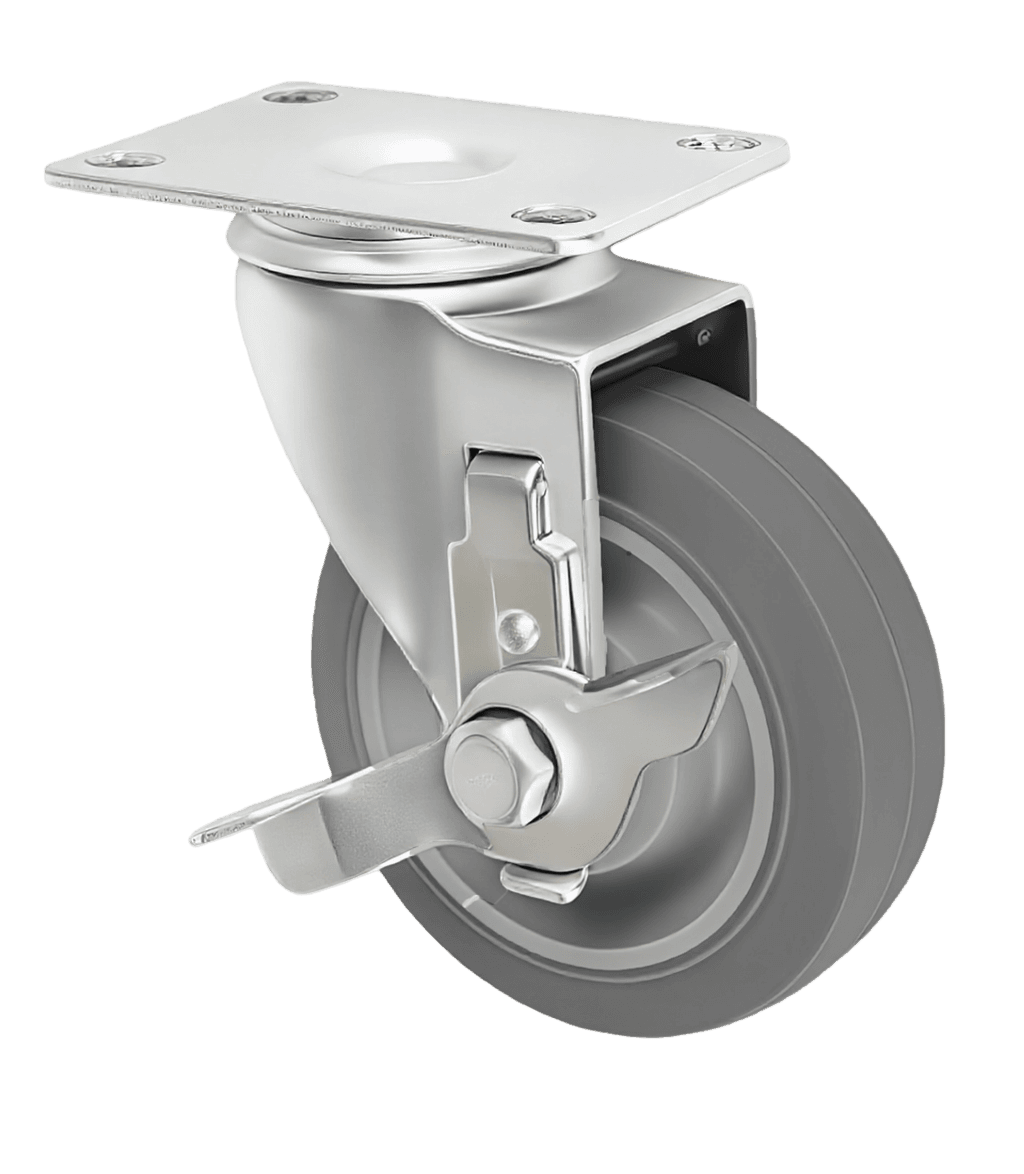 Medium Duty Rubber Castor Wheel — 4" Swivel